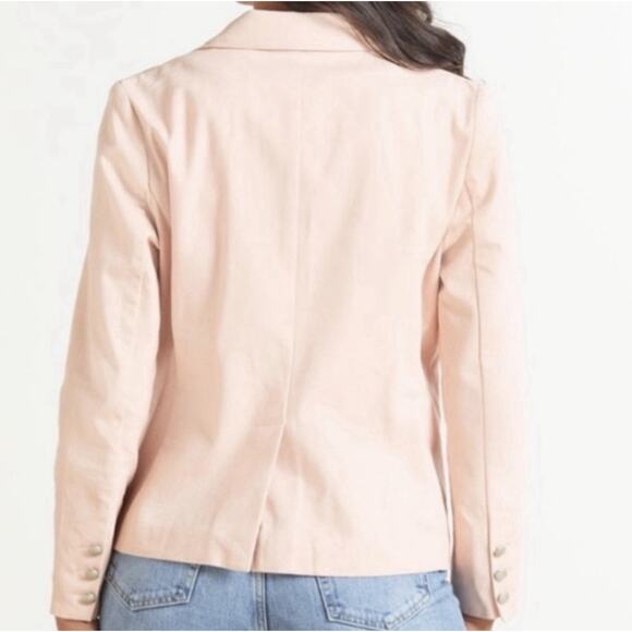 Evereve Blush Pink Lenox Blazer Sz L Double Breasted Cotton Jacket - Picture 4 of 11